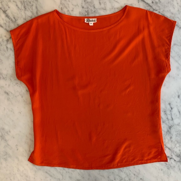 Rouie vintage silk T in orange size S - Picture 5 of 11